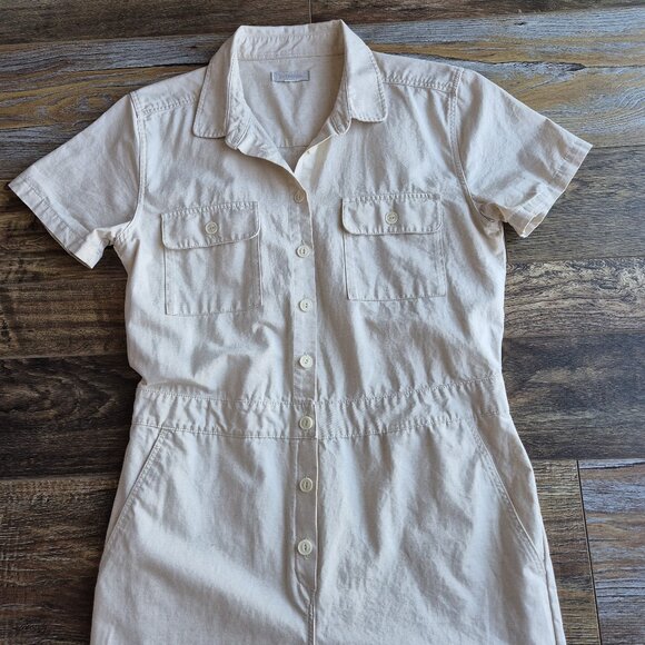 Outerknown S.E.A. Sea Jumpsuit Organic Cotton Linen Blend Button Natural Beige - Picture 6 of 14
